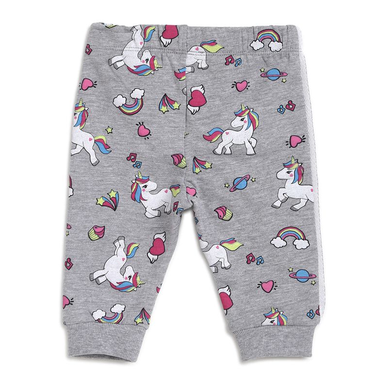 Girls Grey Printed Fleece Long Trousers image number null